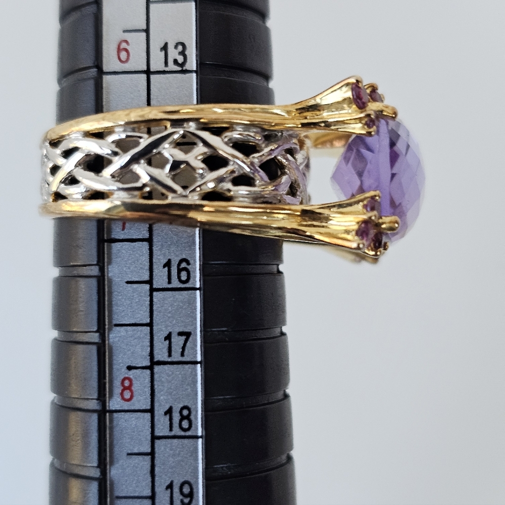 Retired Victoria Weick Amethyst & Garnet Ring 14k & Sterling Silver Ring Sz 7! - Picture 10 of 11